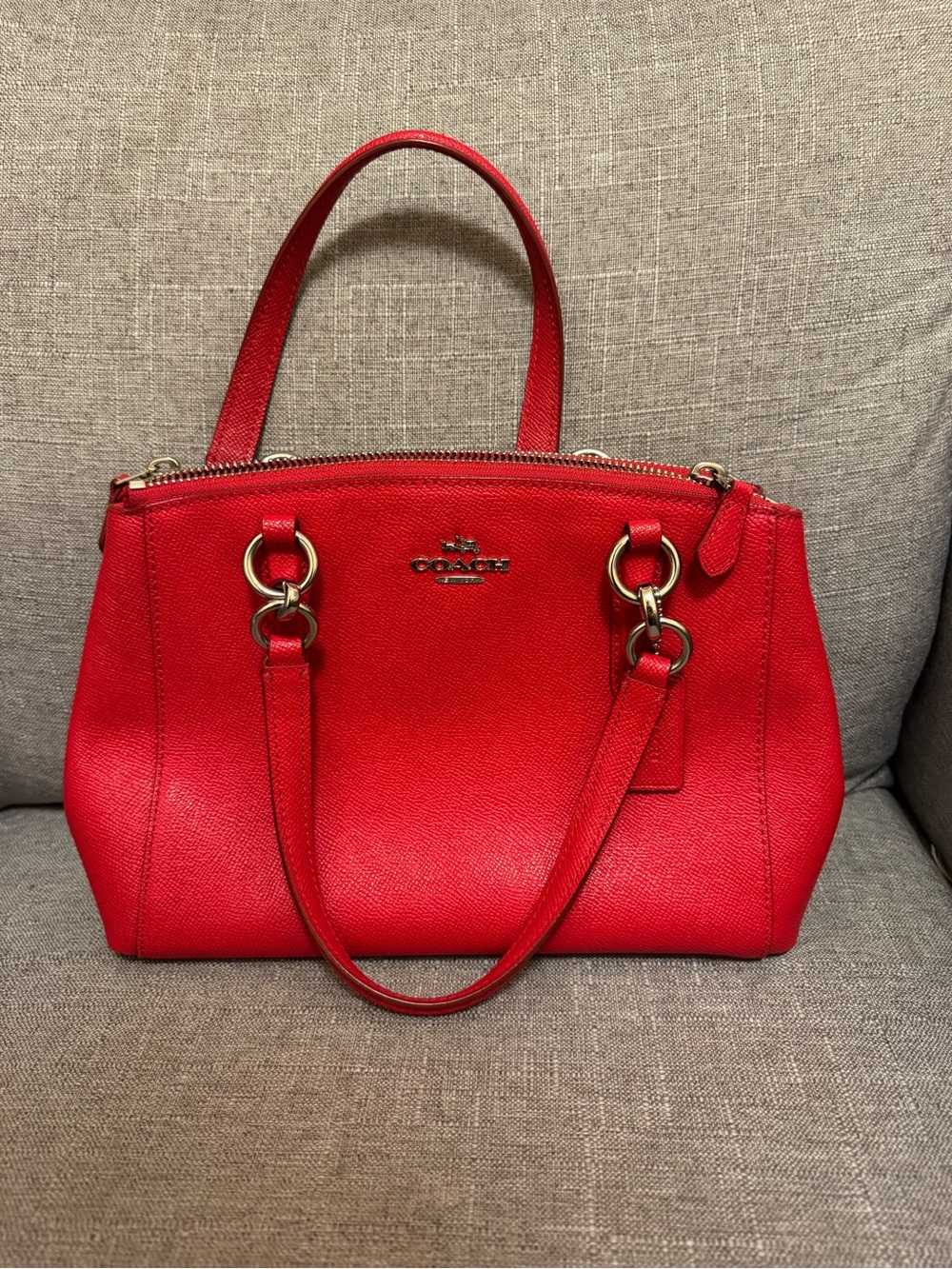 Coach Red Leather Dome Satchel with Gold Hardware
